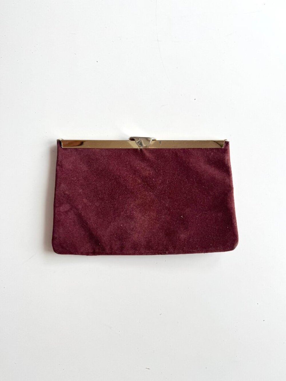 Vintage CABRELLI Brown Velvet Gold Tone Frame Clutch Purse